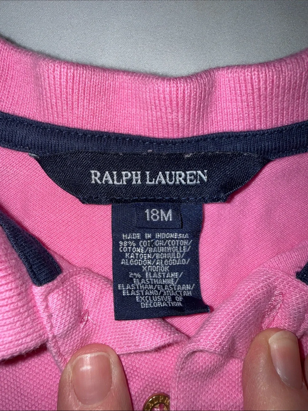 Ralph Lauren Baby Girls Pink Long-Sleeve Polo Long Sleeve Shirt